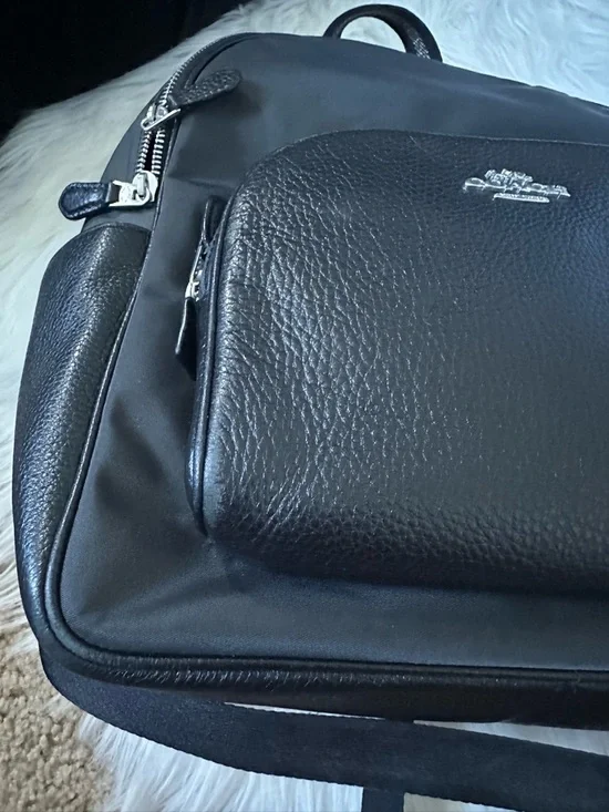 Coach Black Nylon and Leather Front-Pocket Backpack - Picture 12 of 13